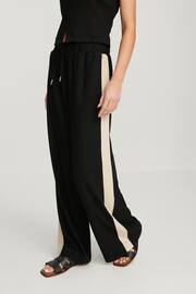 Black/Ecru Cream Linen Blend Side Stripe Track Trousers - Image 2 of 7