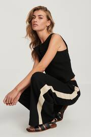 Black/Ecru Cream Linen Blend Side Stripe Track Trousers - Image 4 of 7