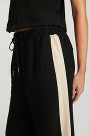 Black/Ecru Cream Linen Blend Side Stripe Track Trousers - Image 5 of 7