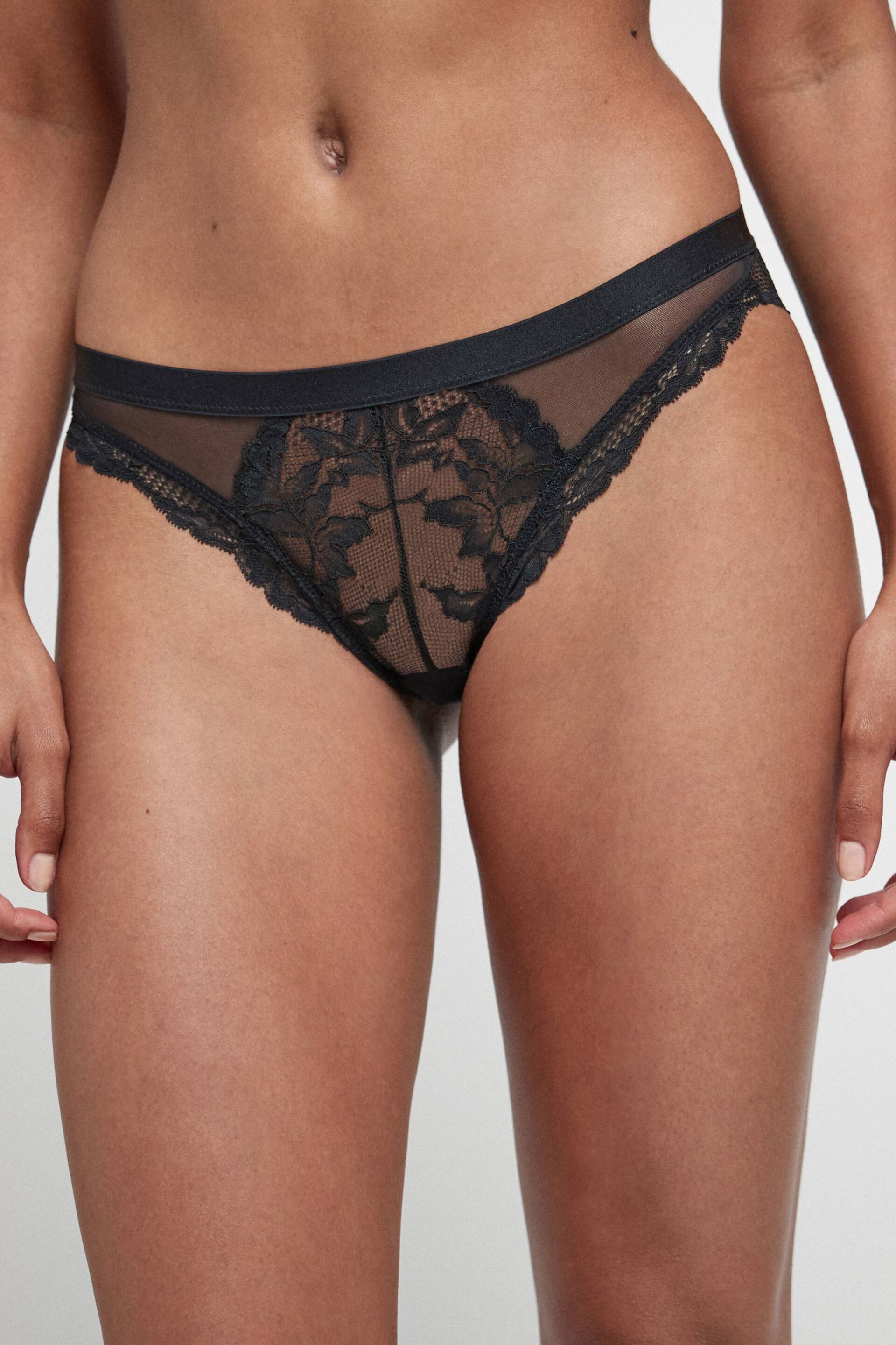 Black/White High Leg Lace Knickers 2 Pack - Image 2 of 7
