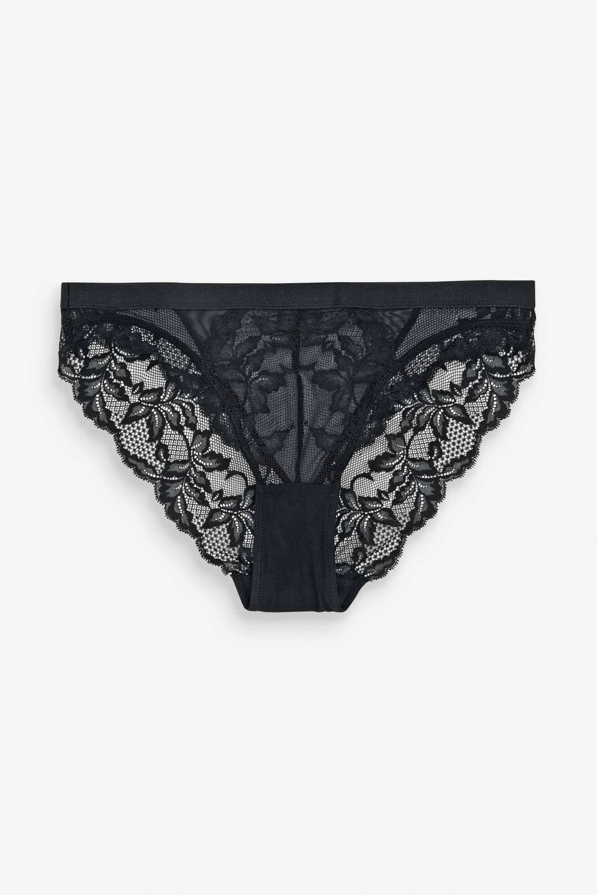 Black/White High Leg Lace Knickers 2 Pack - Image 6 of 7