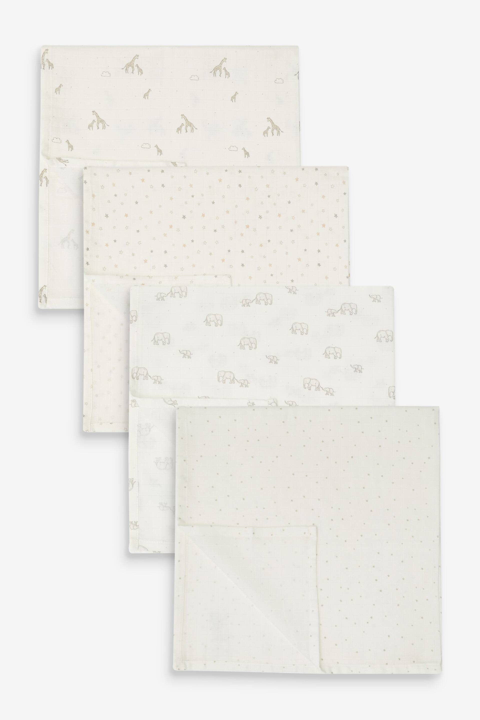 Soft White Baby Muslin Cloths 4 Packs - Image 1 of 5