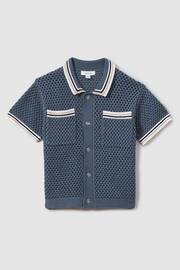 Reiss Airforce Blue Coulson Senior Crochet Contrast Trim Shirt - Image 2 of 5