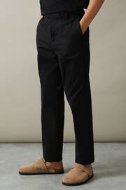 Reiss Black Eastbury Slim Fit Adjustable Waist Chinos - Image 1 of 4