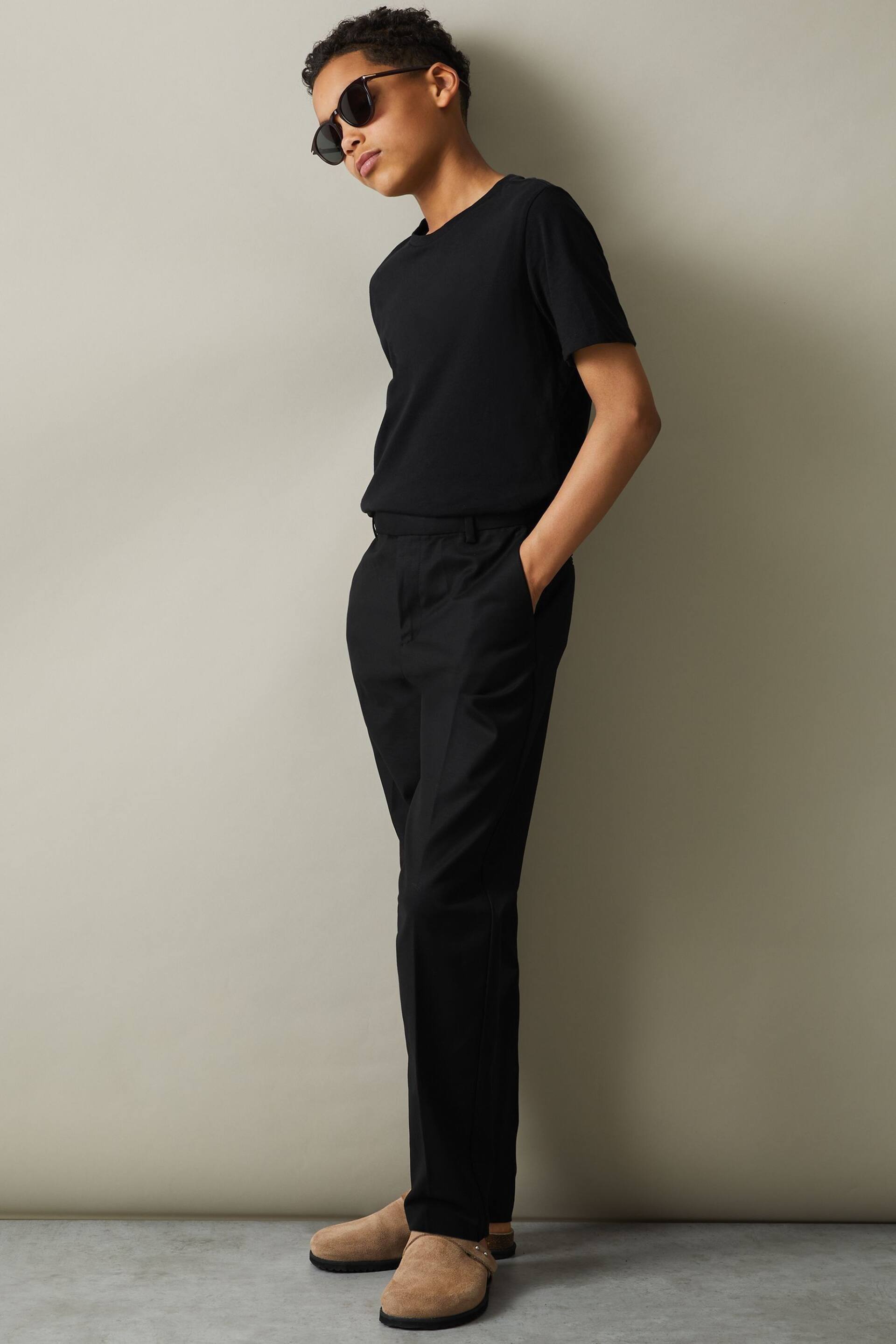 Reiss Black Eastbury Slim Fit Adjustable Waist Chinos - Image 3 of 4