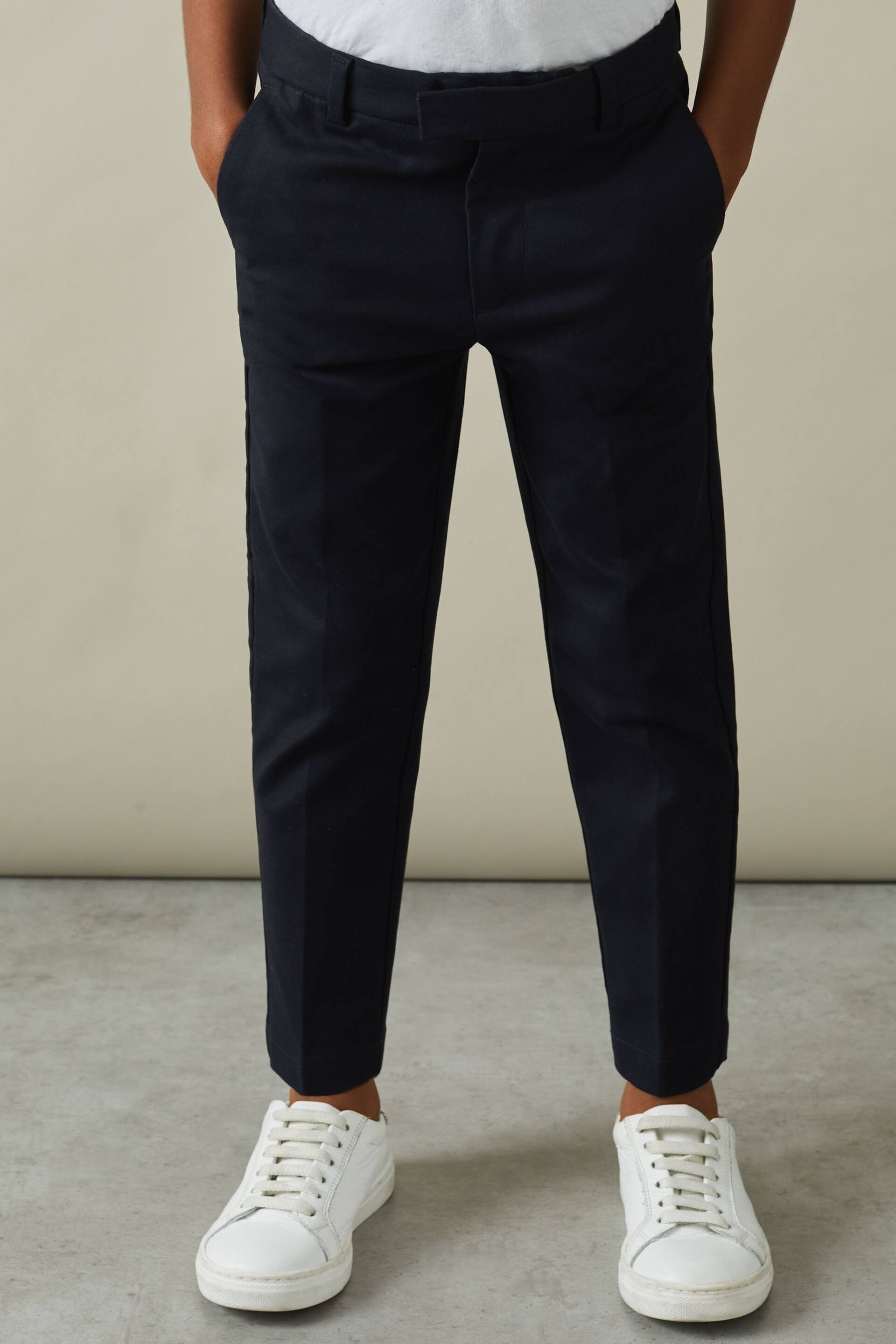 Reiss Navy Eastbury Slim Fit Adjustable Waist Chinos - Image 3 of 4