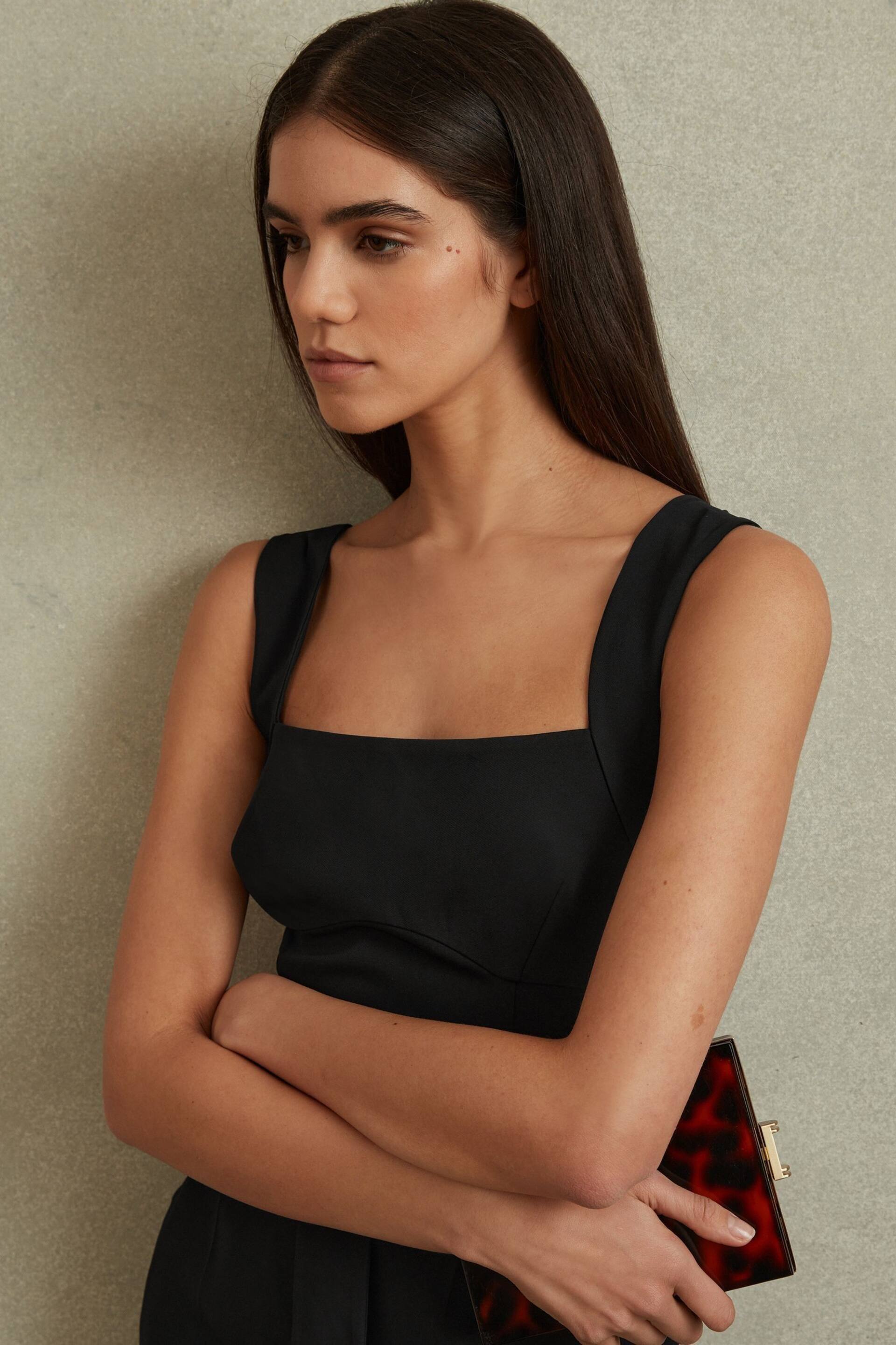 Reiss Black Kim Cross Back Belted Jumpsuit - Image 4 of 6