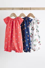 White/Blue/Red Strawberry Baby Rompers 3 Pack - Image 2 of 9