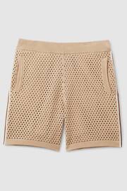 Reiss Soft Taupe Creek Cotton Blend Crochet Drawstring Shorts - Image 2 of 6