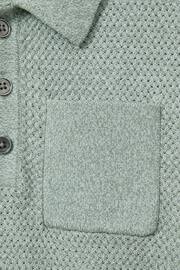 Reiss Sage Melange Demetri Junior Textured Cotton Polo Shirt - Image 4 of 4