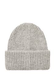 Joules Eloise Grey Marl Oversized Knitted Beanie Hat - Image 4 of 5
