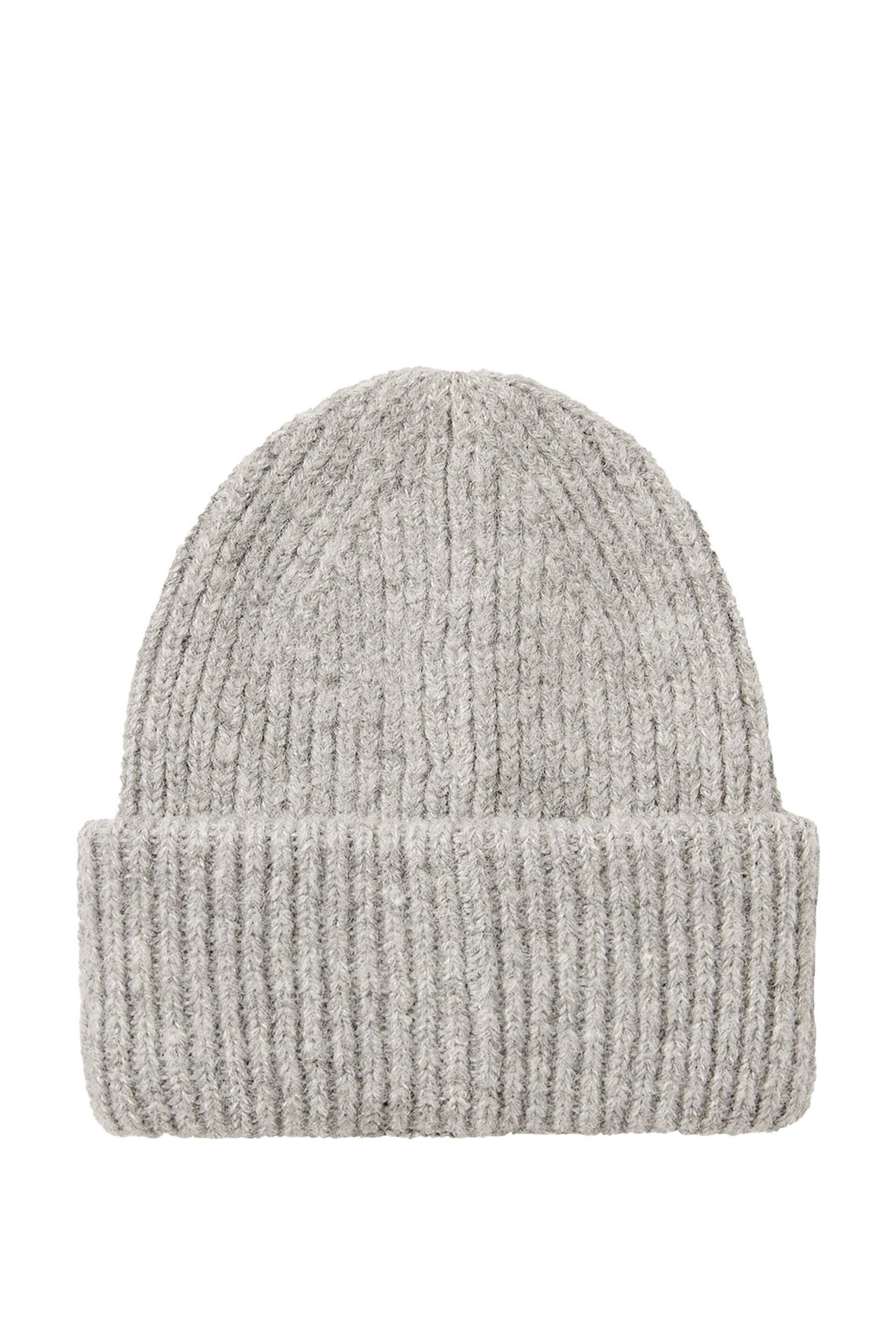 Joules Eloise Grey Marl Oversized Knitted Beanie Hat - Image 4 of 5