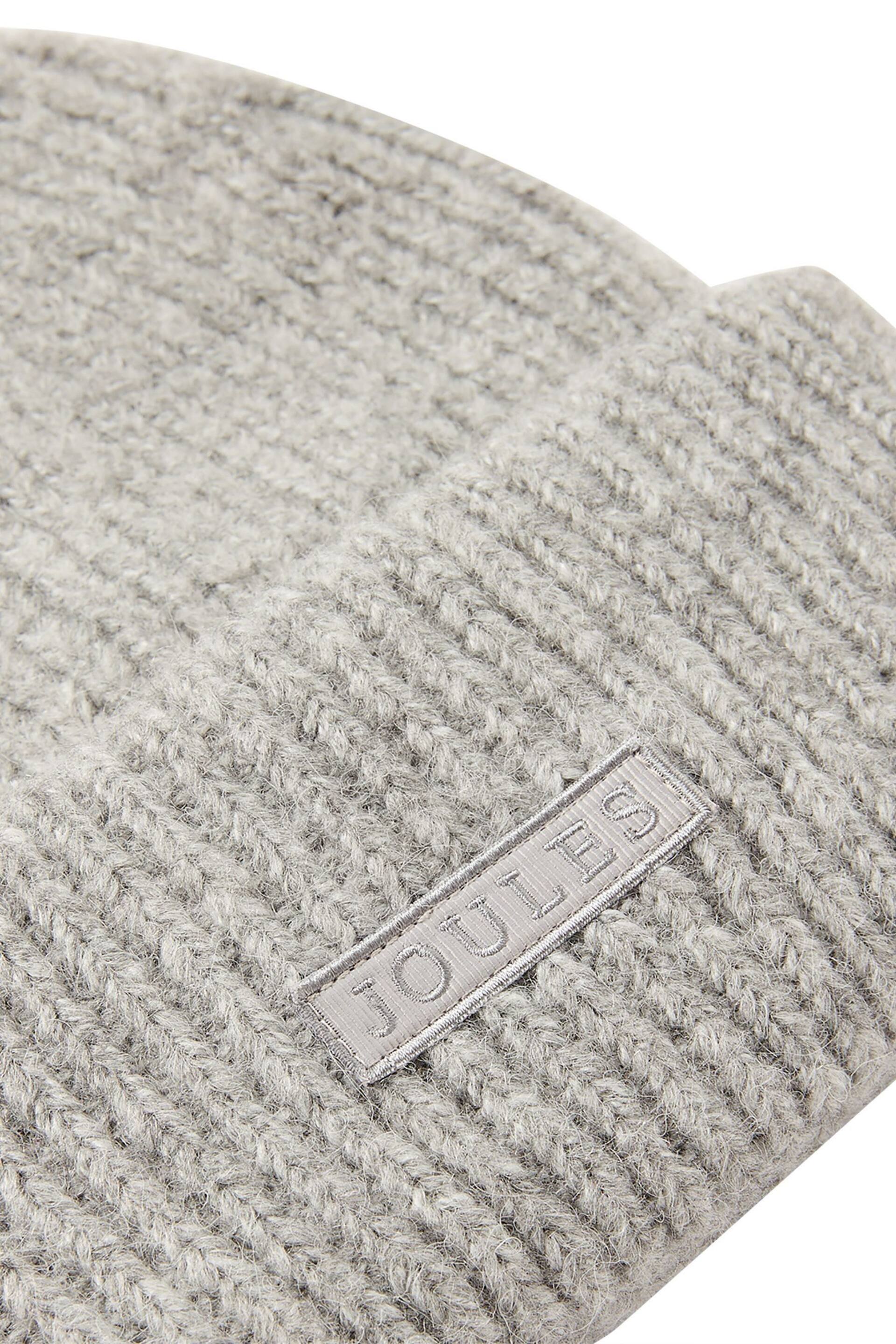 Joules Eloise Grey Marl Oversized Knitted Beanie Hat - Image 5 of 5
