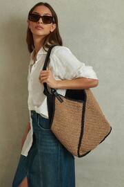 Reiss Natural Farrah Woven Diagonal Seam Tote Bag - Image 2 of 5