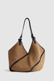 Reiss Natural Farrah Woven Diagonal Seam Tote Bag - Image 3 of 5