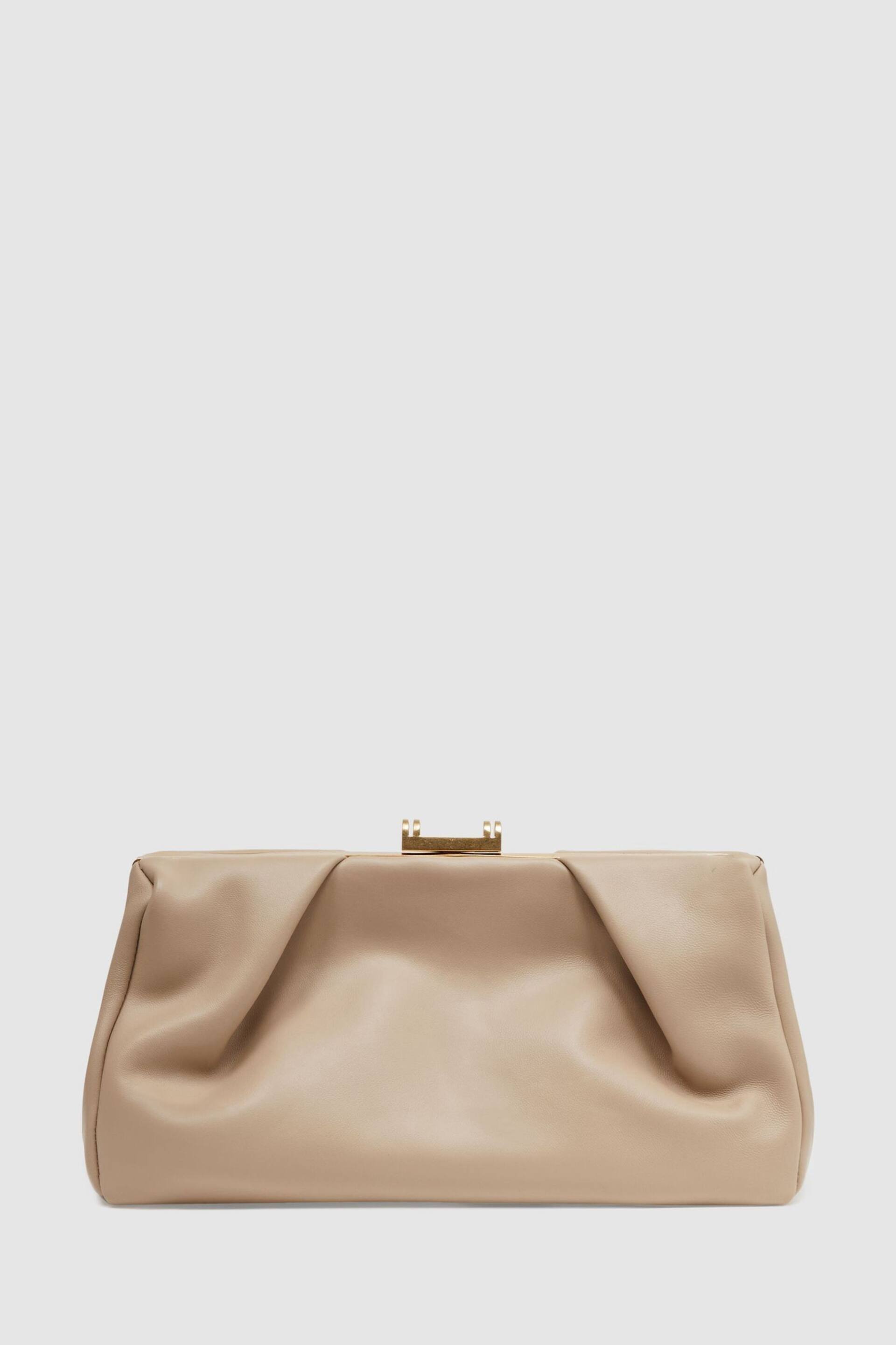 Reiss Taupe Madison Leather Clutch Bag - Image 4 of 5