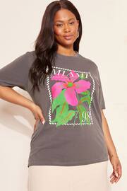 Curves Like These Grey Miami Short Sleeve Graphic T-Shirt - Image 4 of 4