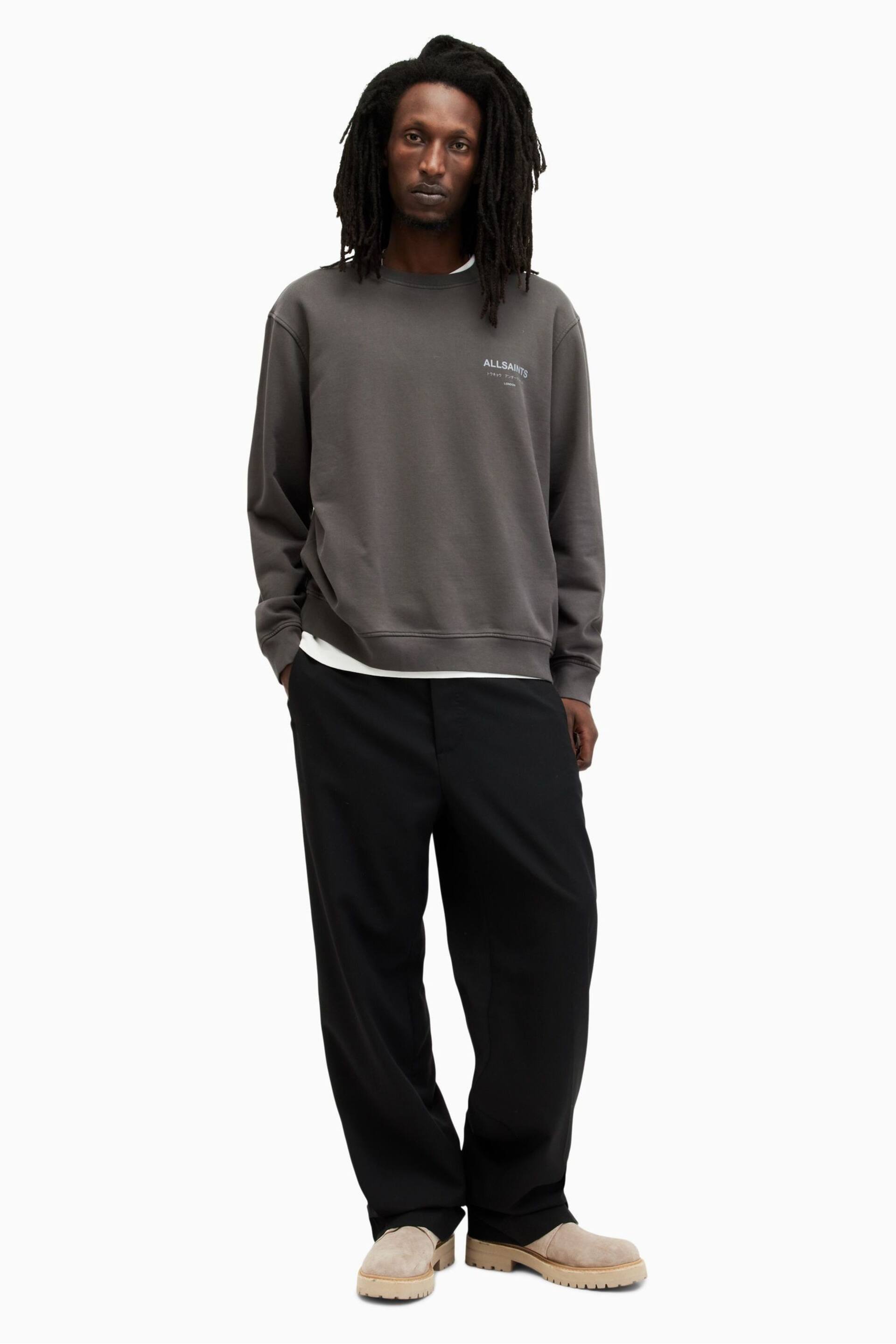 AllSaints Grey Underground Crew Jumper Sweatshirt - Image 4 of 7