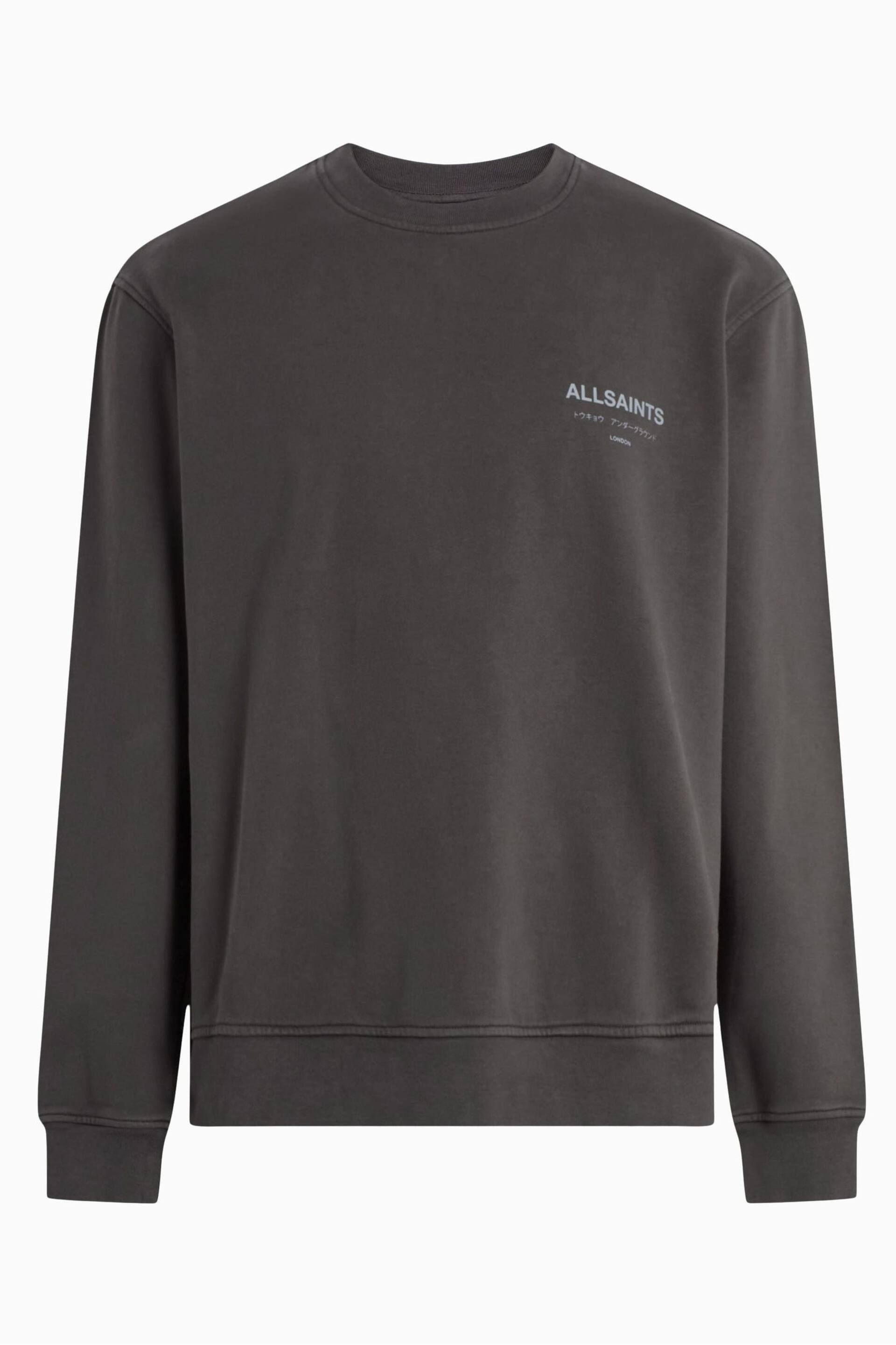 AllSaints Grey Underground Crew Jumper Sweatshirt - Image 7 of 7