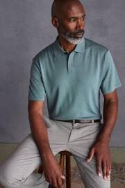 Sage Green Knitted Premium Merino Wool Regular Fit Polo Shirt - Image 1 of 4