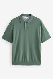 Sage Green Knitted Premium Merino Wool Regular Fit Polo Shirt - Image 2 of 4