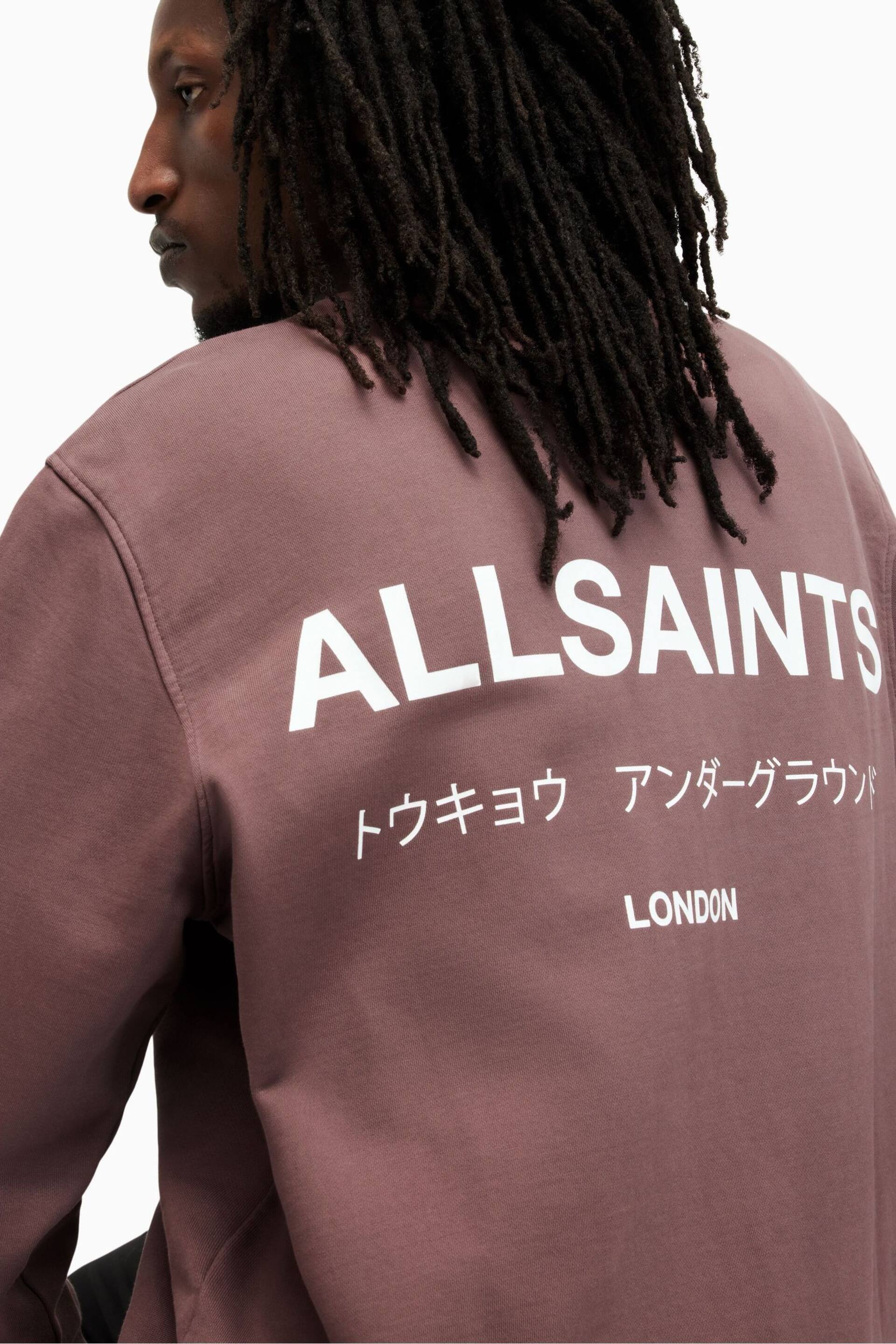 AllSaints Purple Underground Crew Sweatshirt - Image 6 of 8