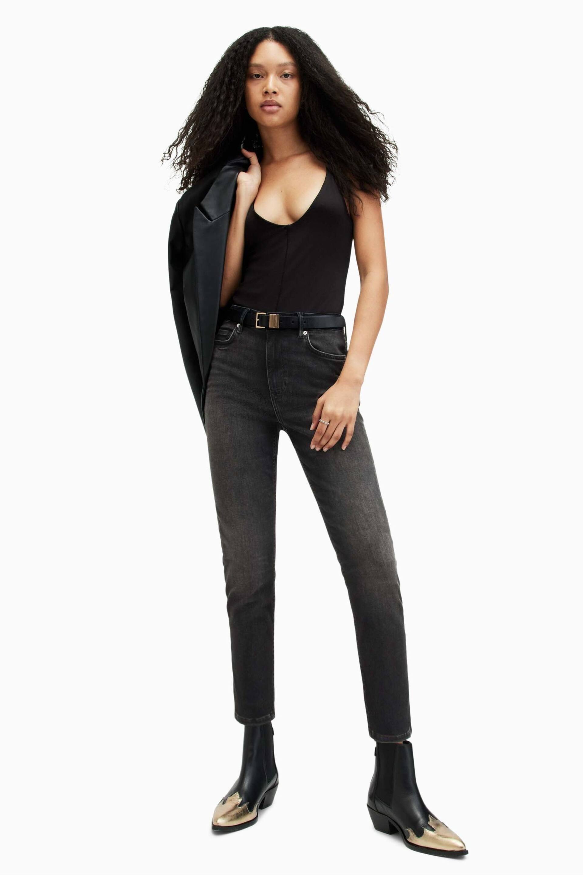 AllSaints Black Dax Vanta Sizeme Jeans - Image 2 of 7