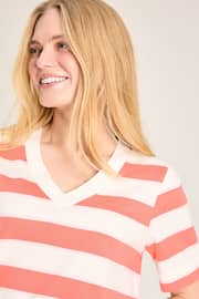Joules Darcey Pink stripe V-Neck T-Shirt - Image 4 of 6