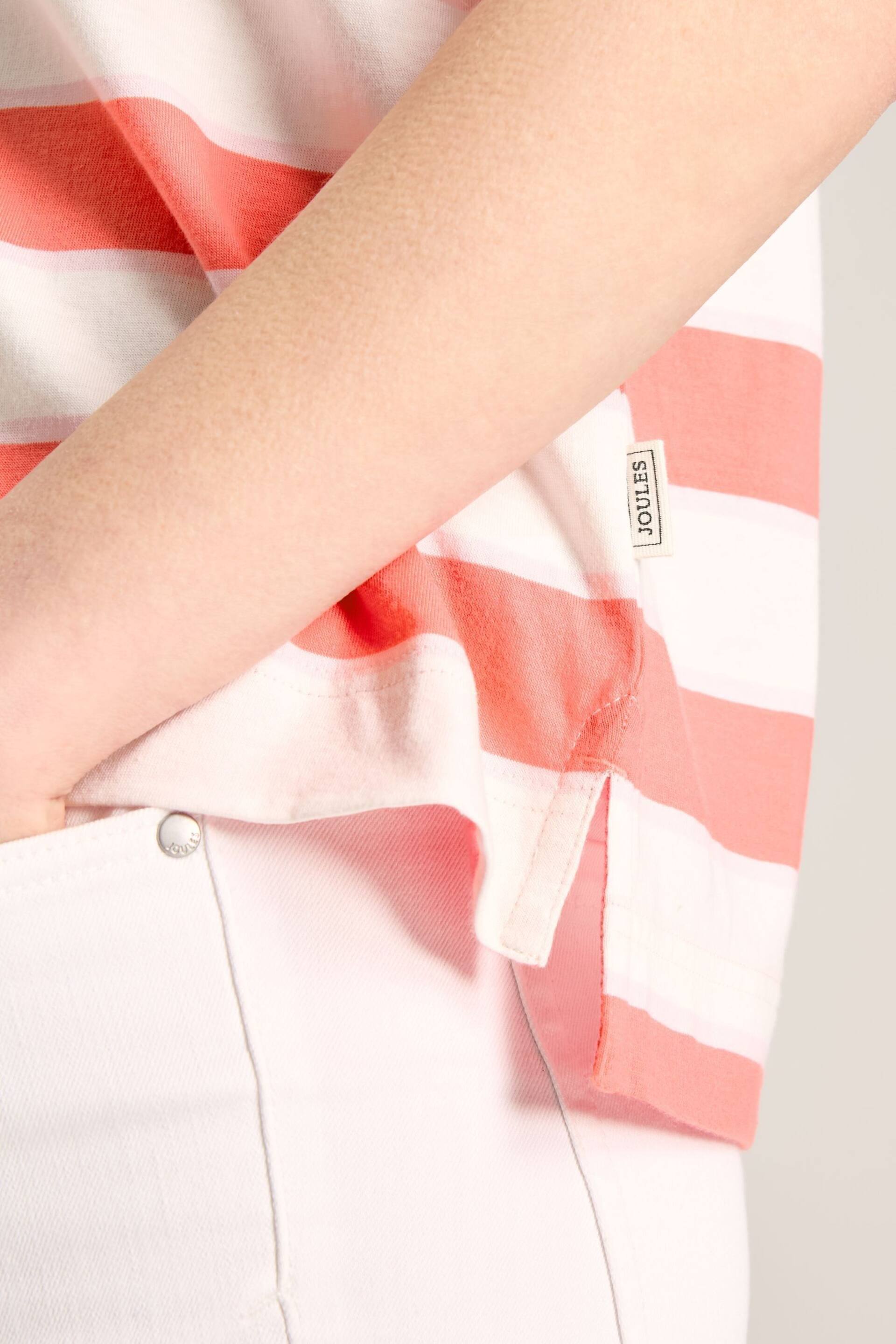 Joules Darcey Pink stripe V-Neck T-Shirt - Image 5 of 6