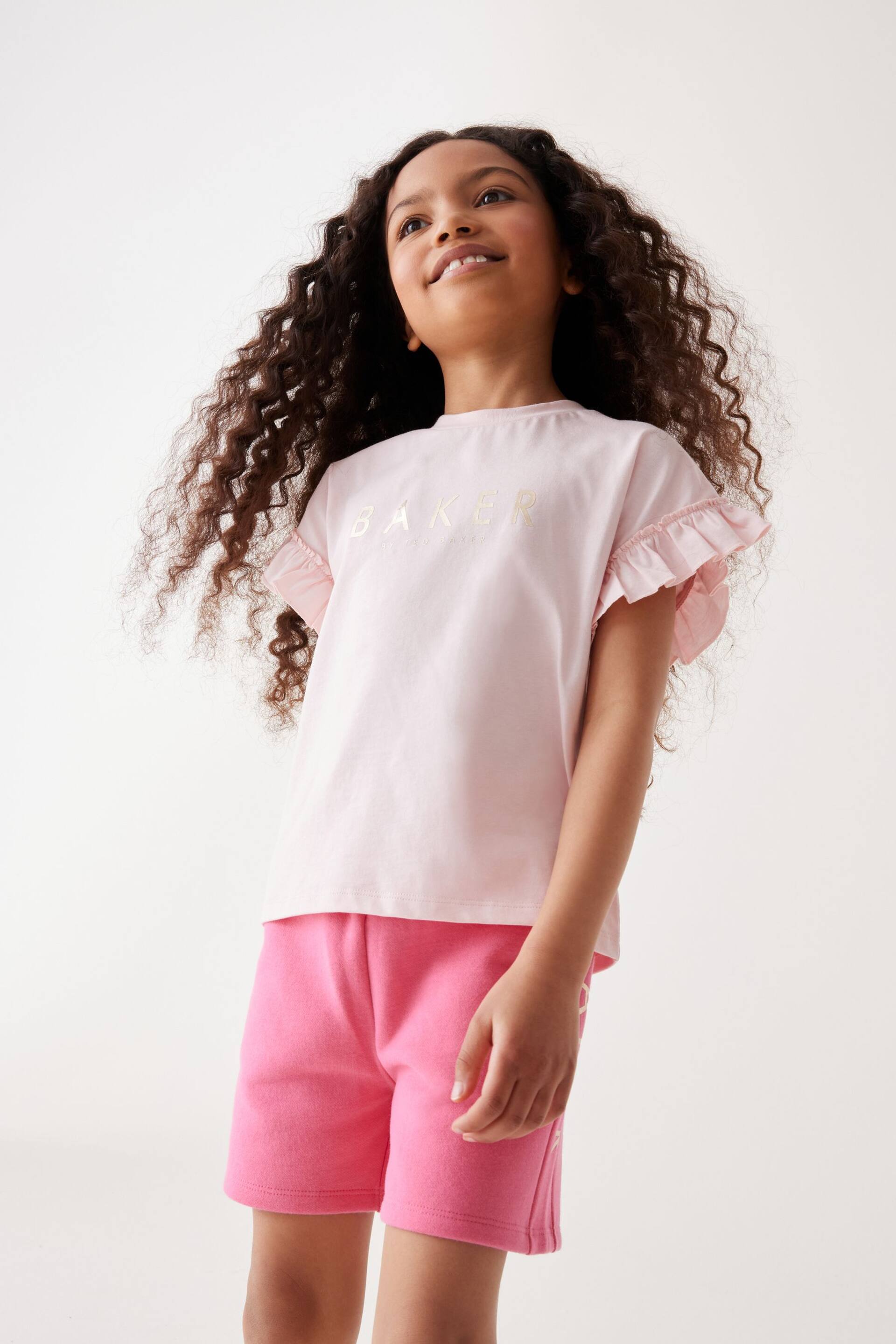 Baker by Ted Baker Lilac Purple Frilled T-Shirt and Short Set - Image 6 of 13