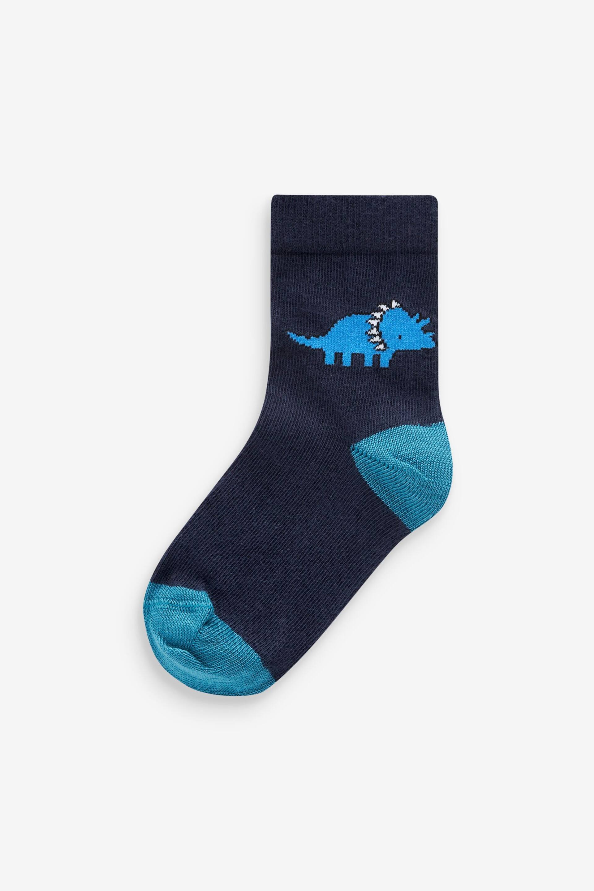 Blue Dino Cotton Rich Socks 7 Pack - Image 2 of 8
