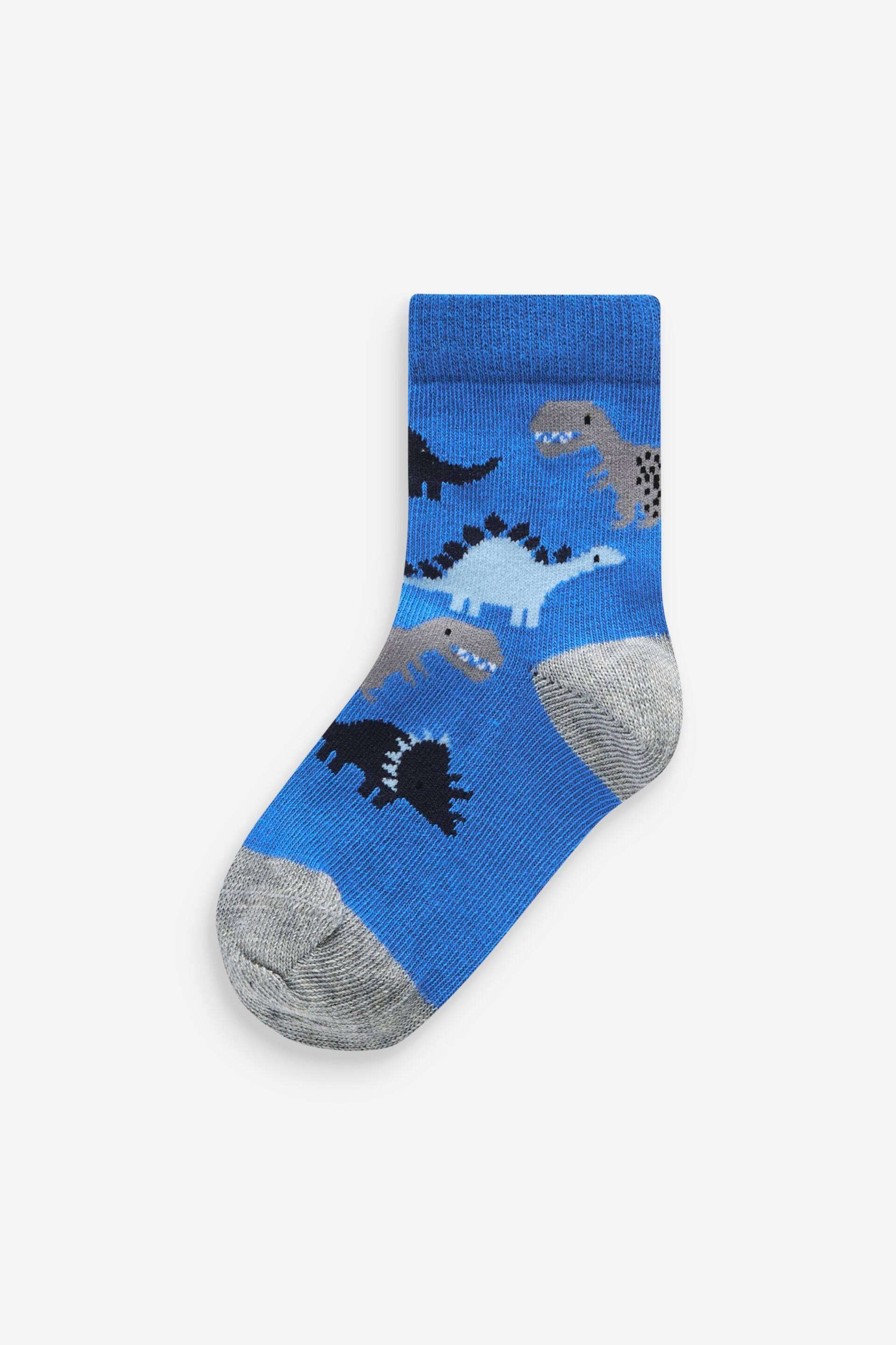 Blue Dino Cotton Rich Socks 7 Pack - Image 3 of 8
