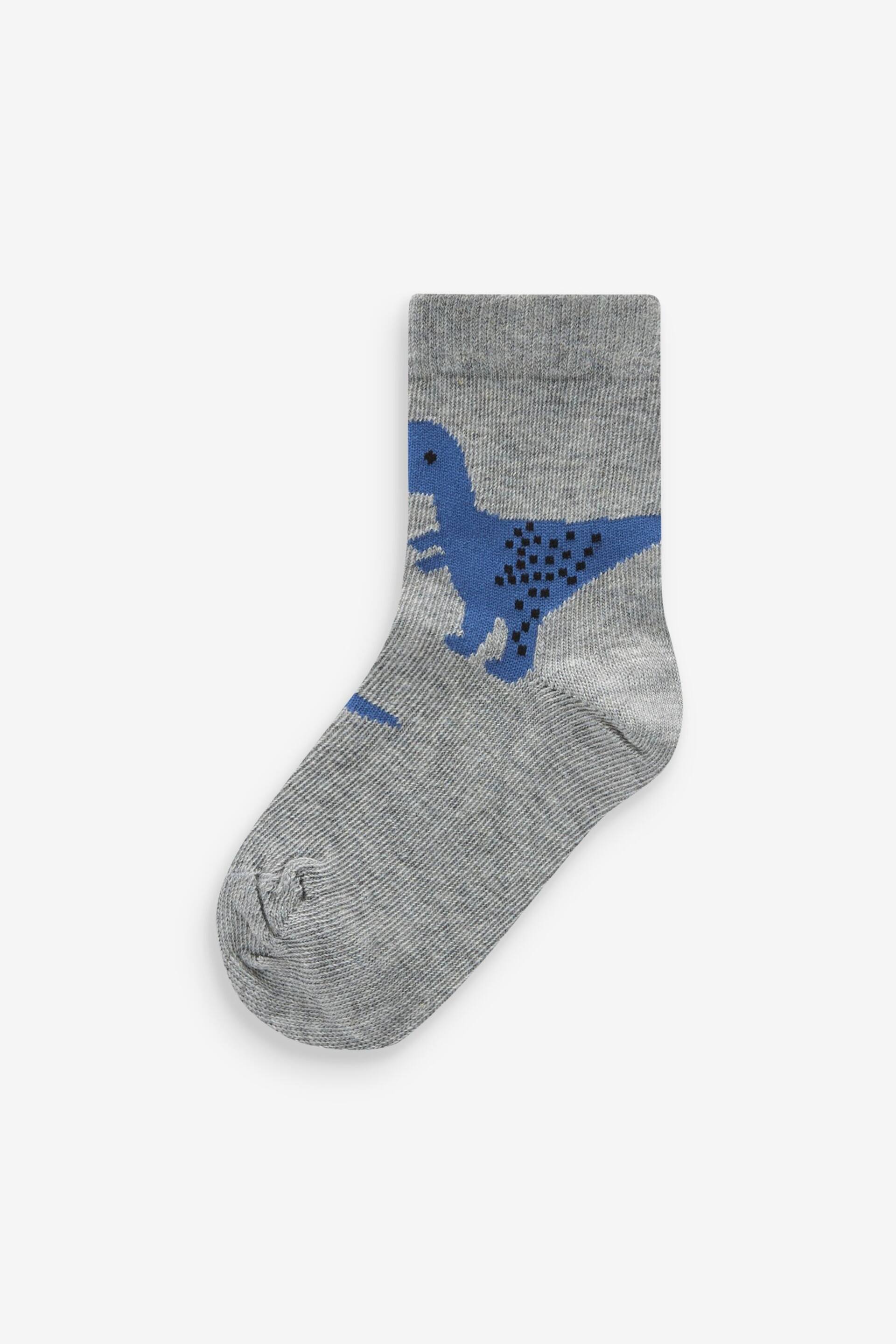 Blue Dino Cotton Rich Socks 7 Pack - Image 4 of 8