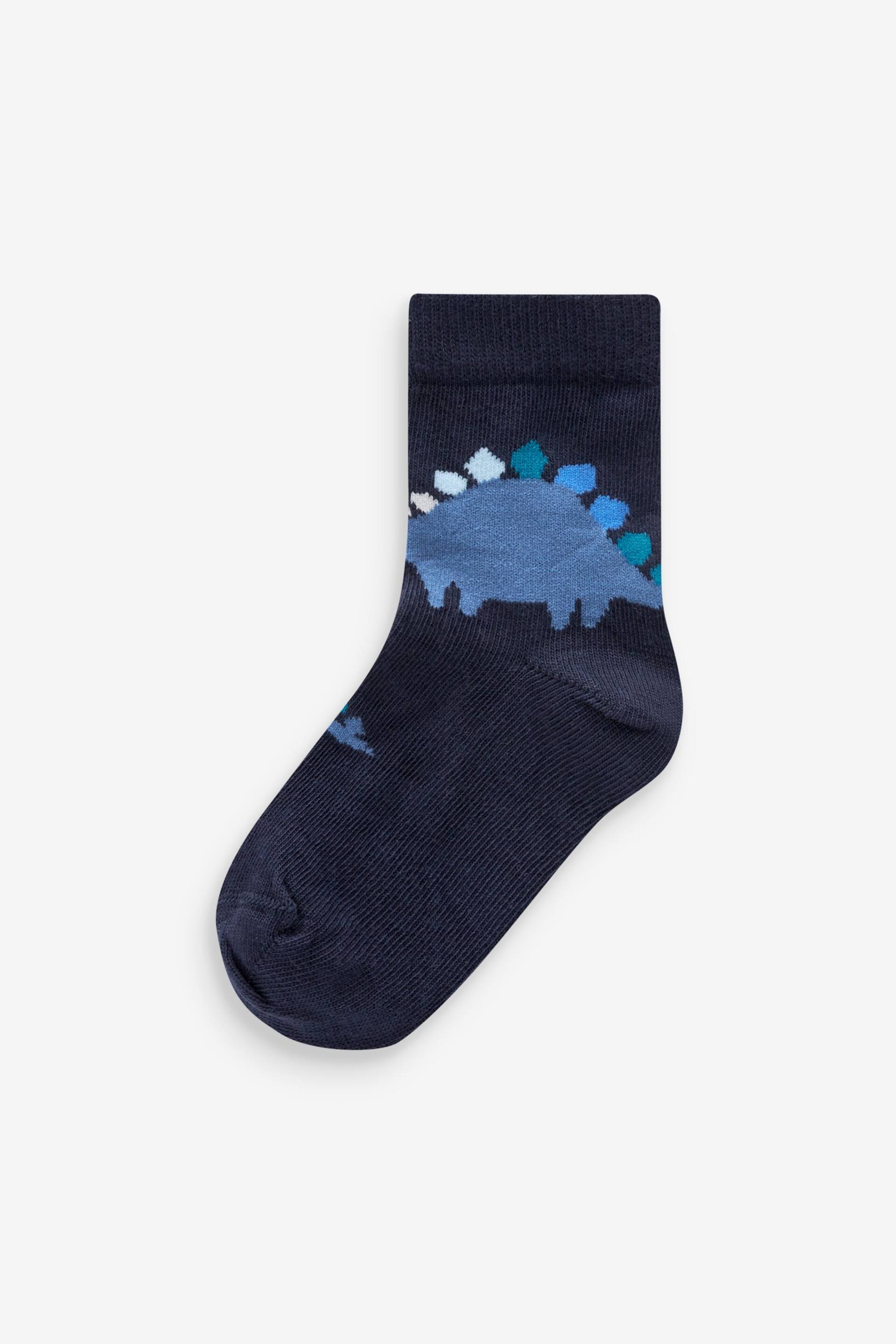 Blue Dino Cotton Rich Socks 7 Pack - Image 5 of 8