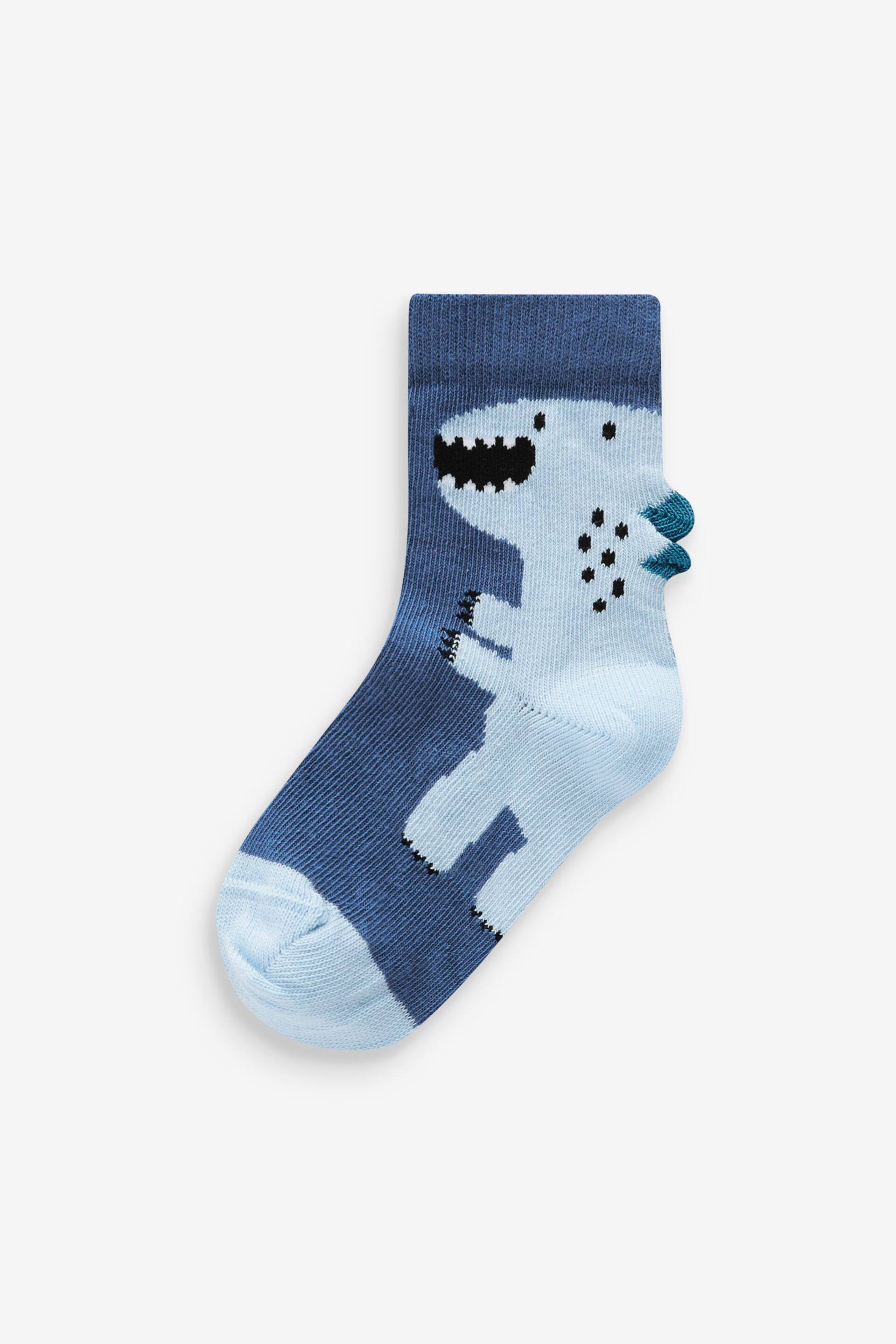 Blue Dino Cotton Rich Socks 7 Pack - Image 6 of 8