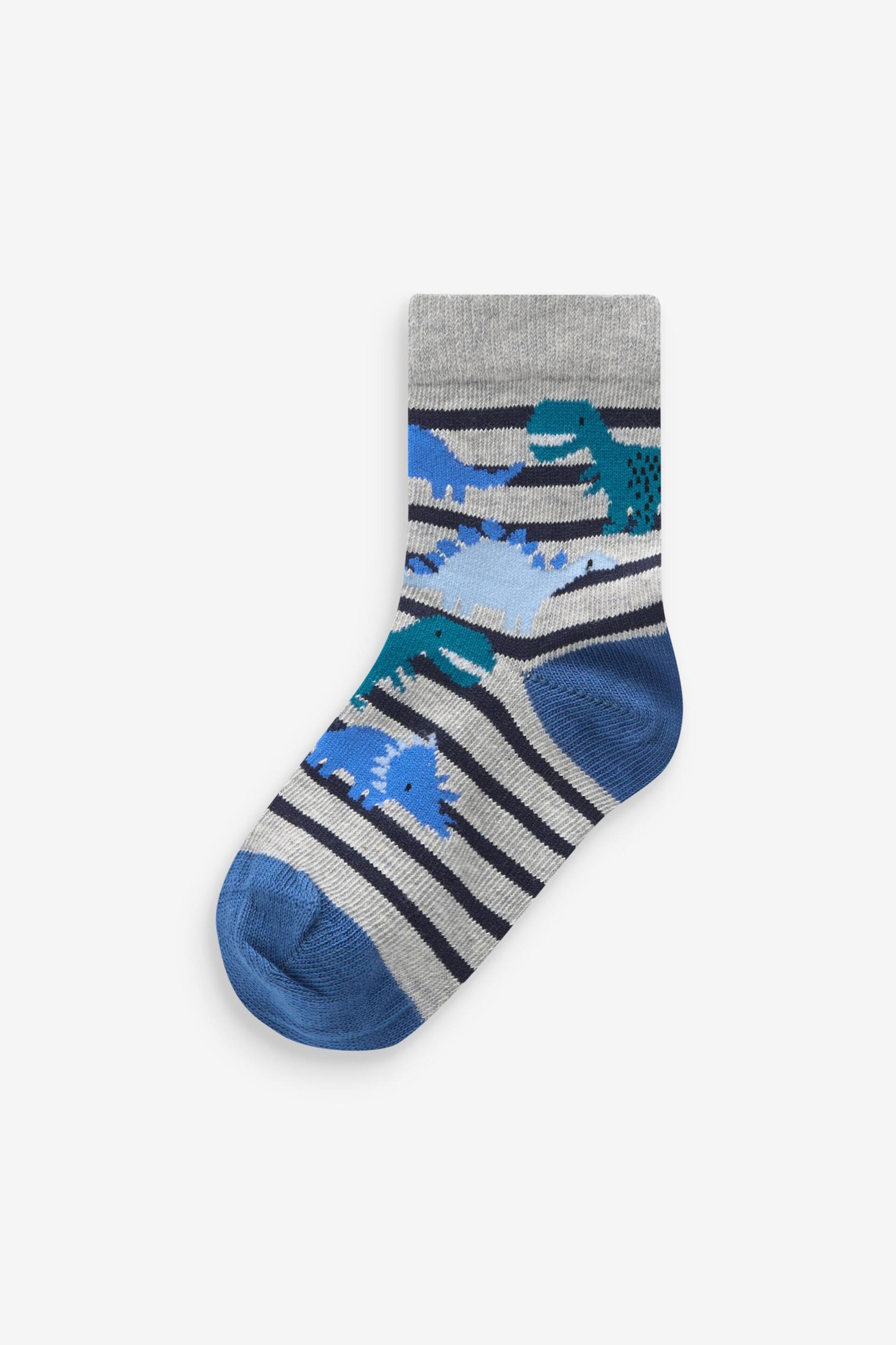 Blue Dino Cotton Rich Socks 7 Pack - Image 8 of 8