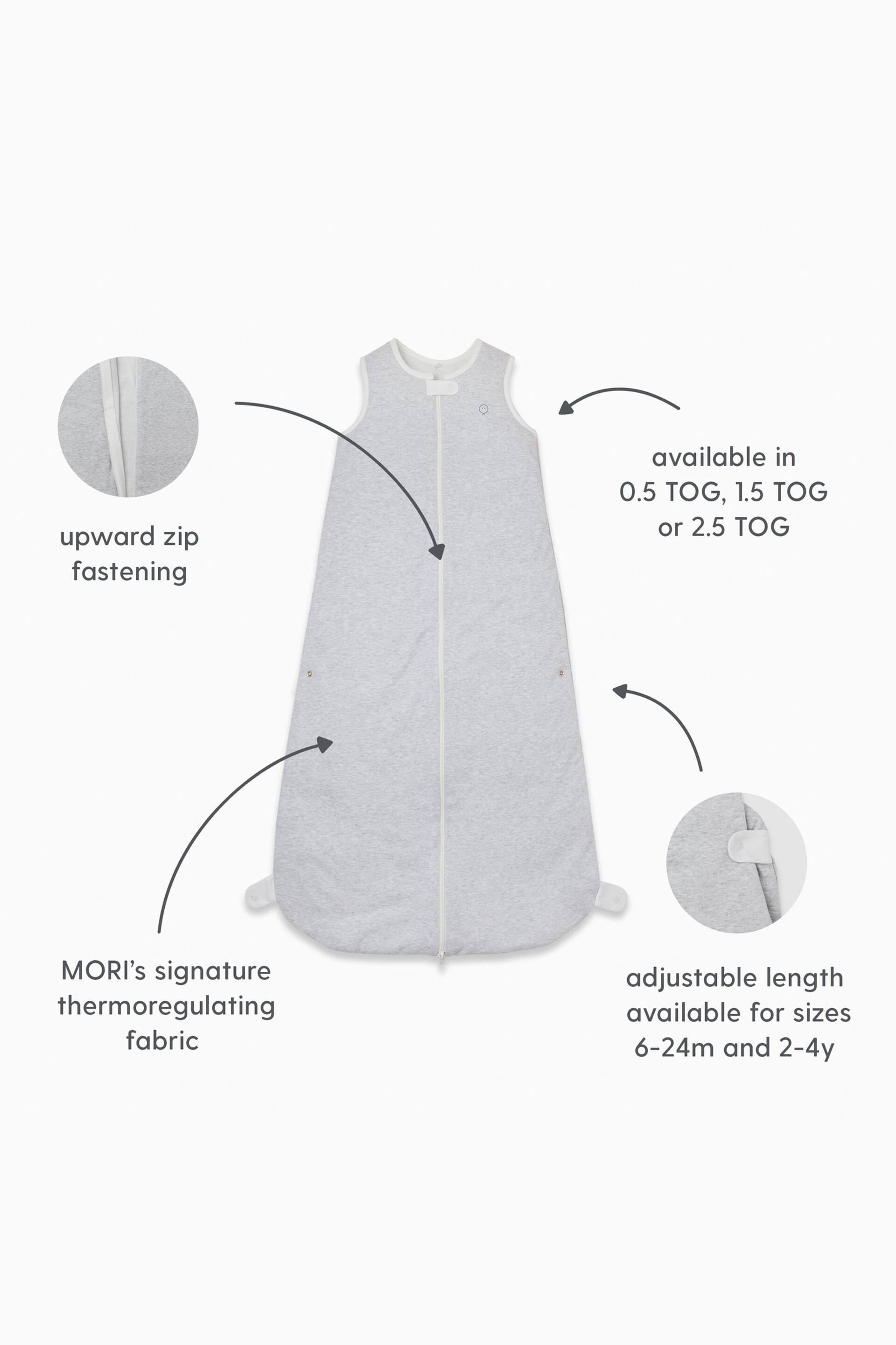 MORI 1.5g Tog Organic Cotton & Bamboo Front Opening Sleeping Bag - Image 5 of 6