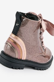 Rose Gold Pink Wide Fit (G) Warm Lined Lace-Up Boots - Image 5 of 11