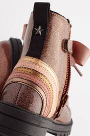 Rose Gold Pink Wide Fit (G) Warm Lined Lace-Up Boots - Image 9 of 11