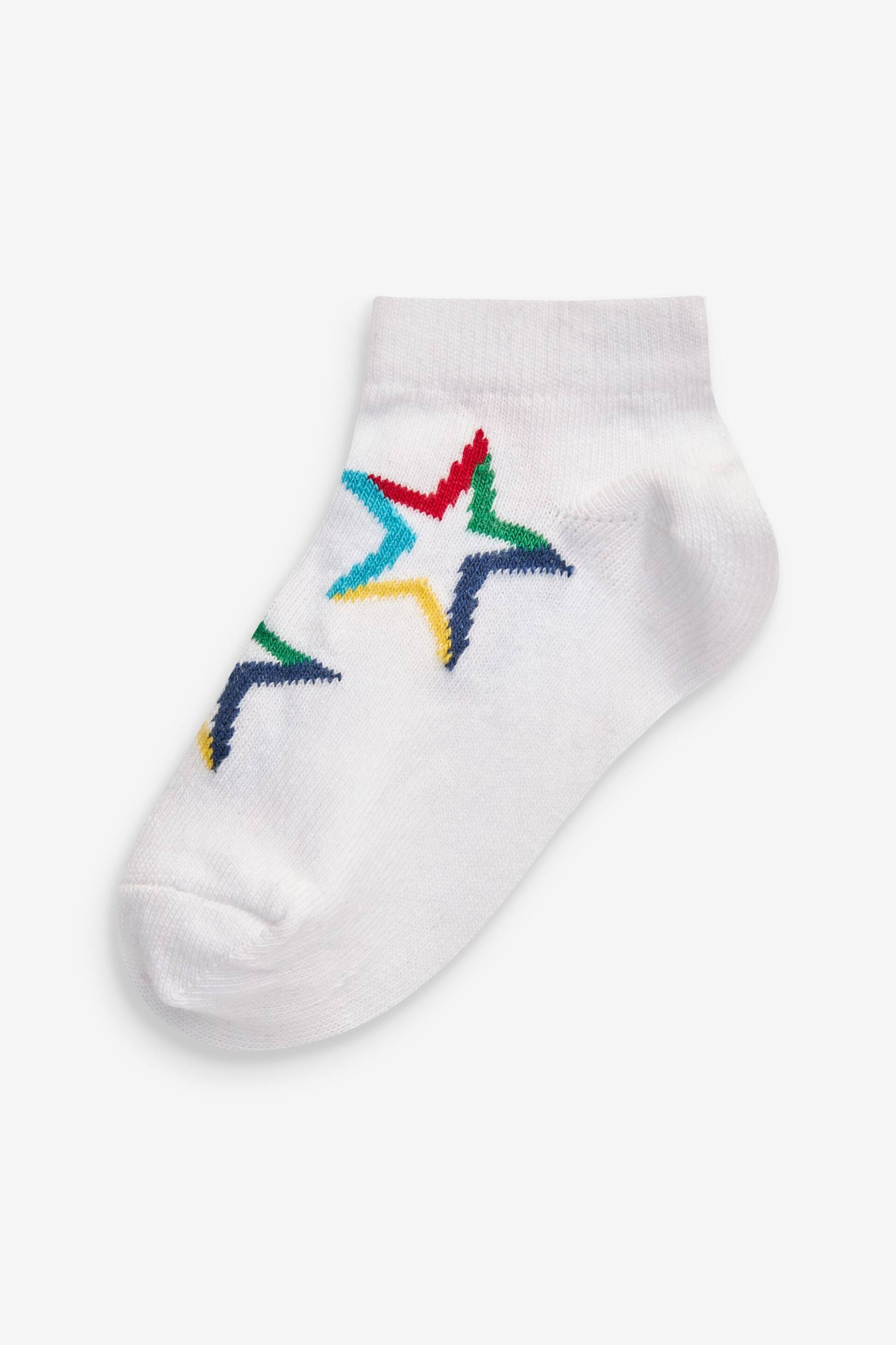 White/Blue/Red Star Cotton Rich Trainer Socks 7 Pack - Image 2 of 8