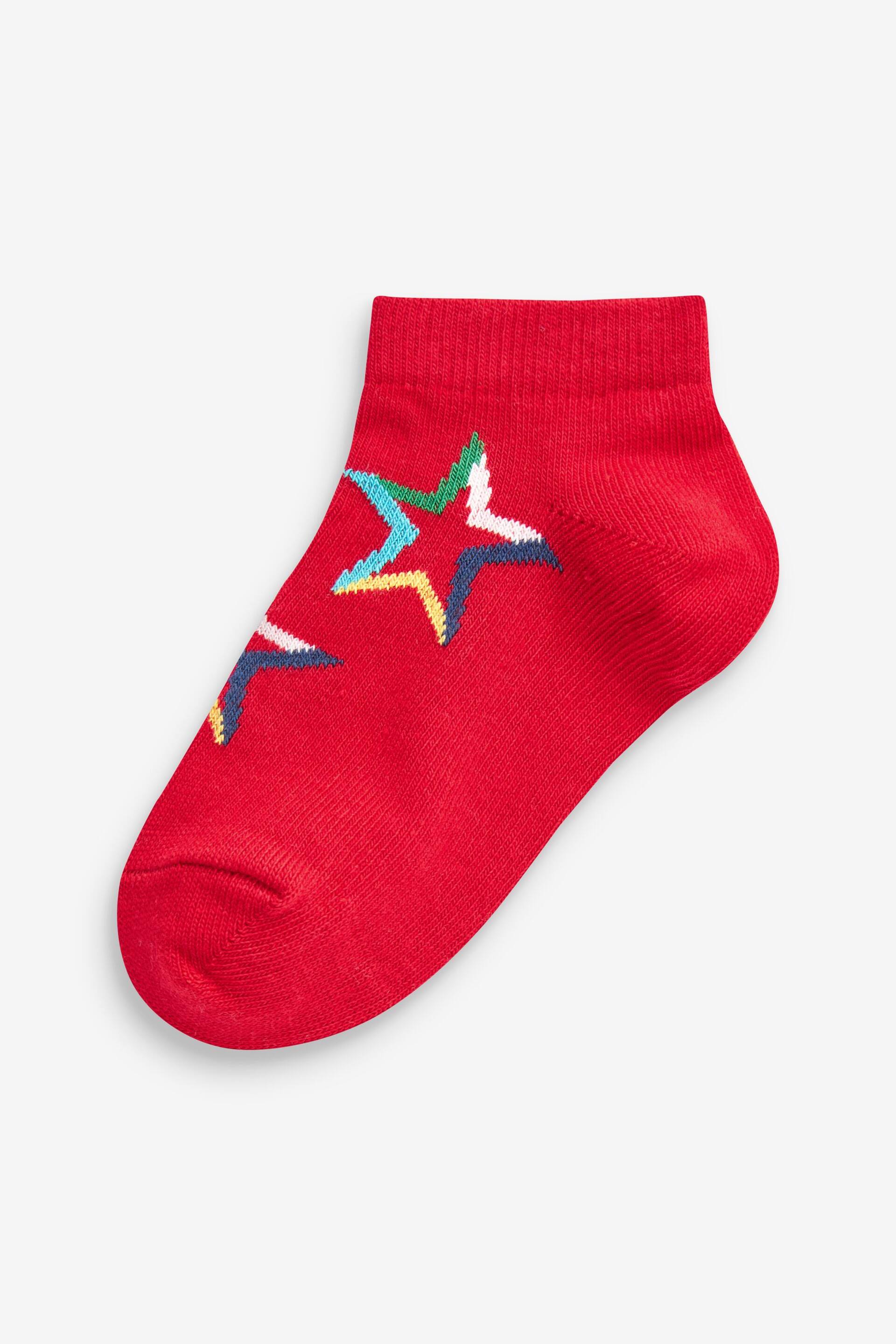 White/Blue/Red Star Cotton Rich Trainer Socks 7 Pack - Image 7 of 8