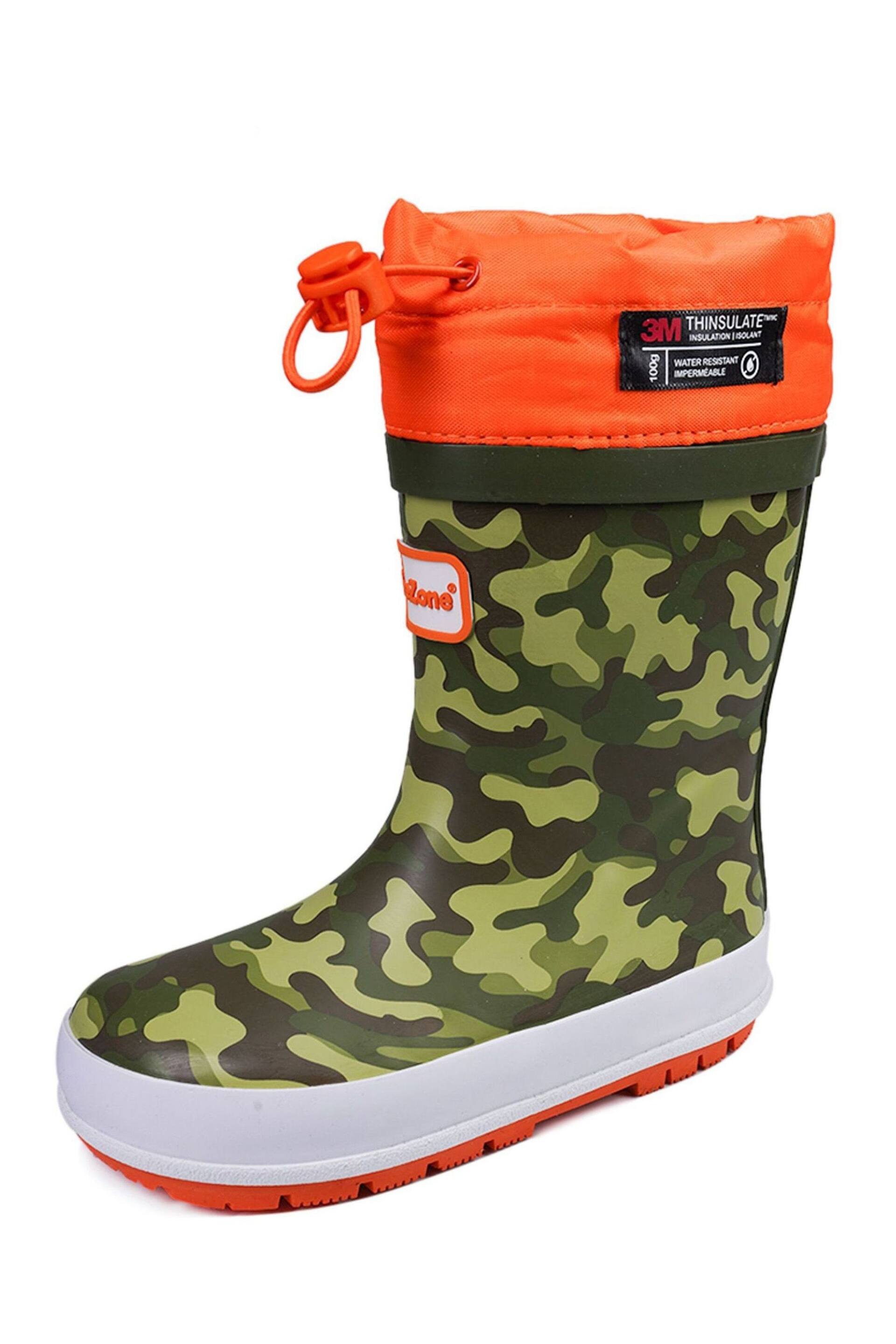 ToeZone Orange Tie Top Camo Wellies - Image 1 of 6