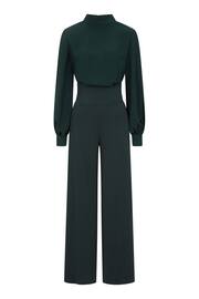 HotSquash Green Wide Leg Jumpsuit With Blouson Sleeve - Image 3 of 3