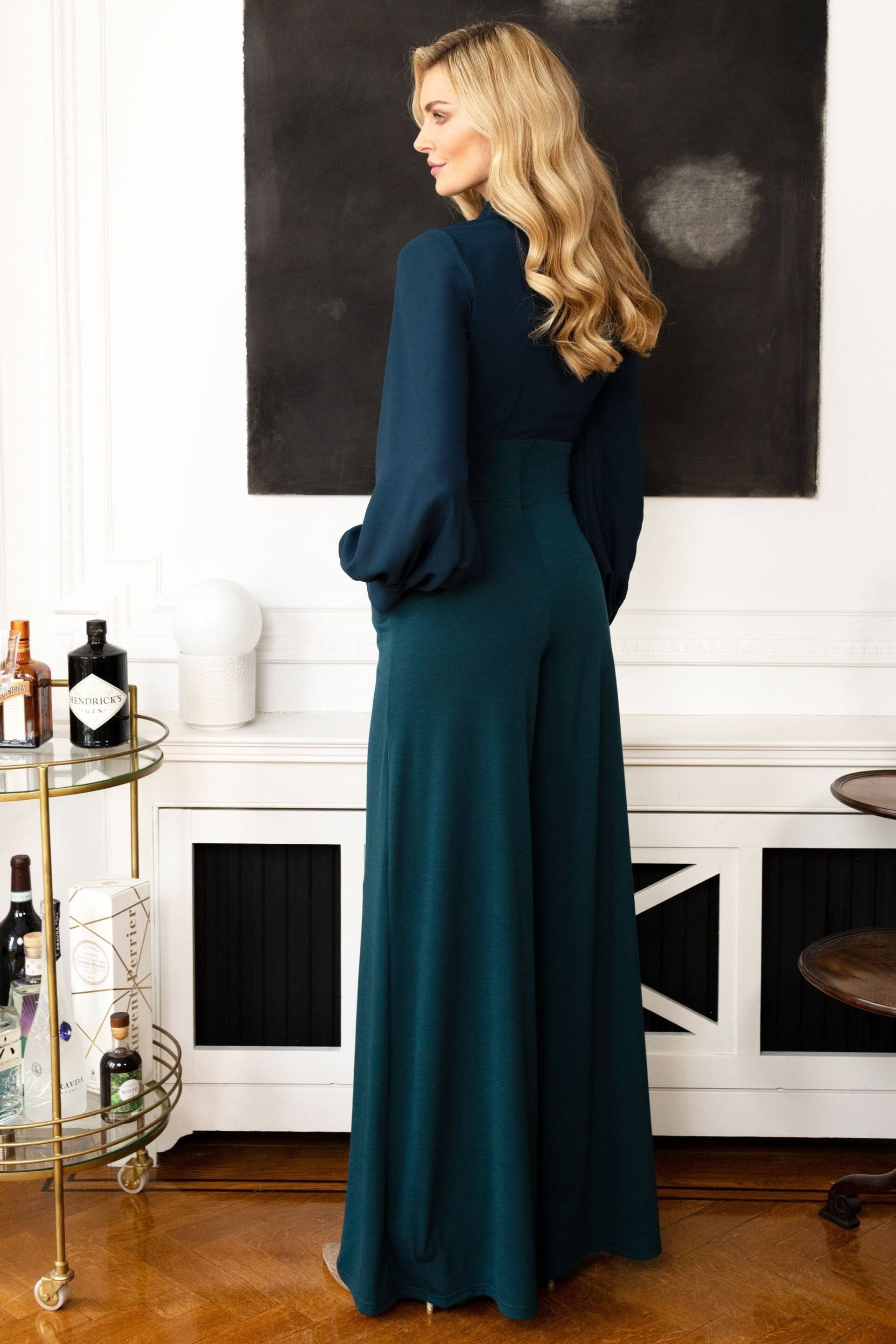 HotSquash Green Wide Leg Jumpsuit With Blouson Sleeve - Image 2 of 3