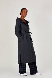 Monsoon Grey Quinn Quilted Hooded Longline Coat in Recycled Polyester - Image 1 of 4