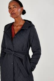 Monsoon Grey Quinn Quilted Hooded Longline Coat in Recycled Polyester - Image 3 of 4