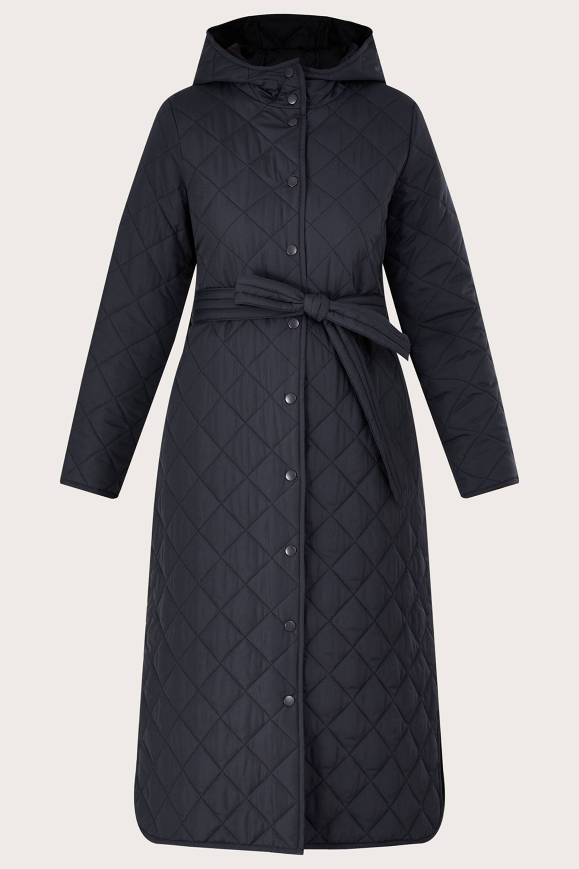 Monsoon Grey Quinn Quilted Hooded Longline Coat in Recycled Polyester - Image 4 of 4