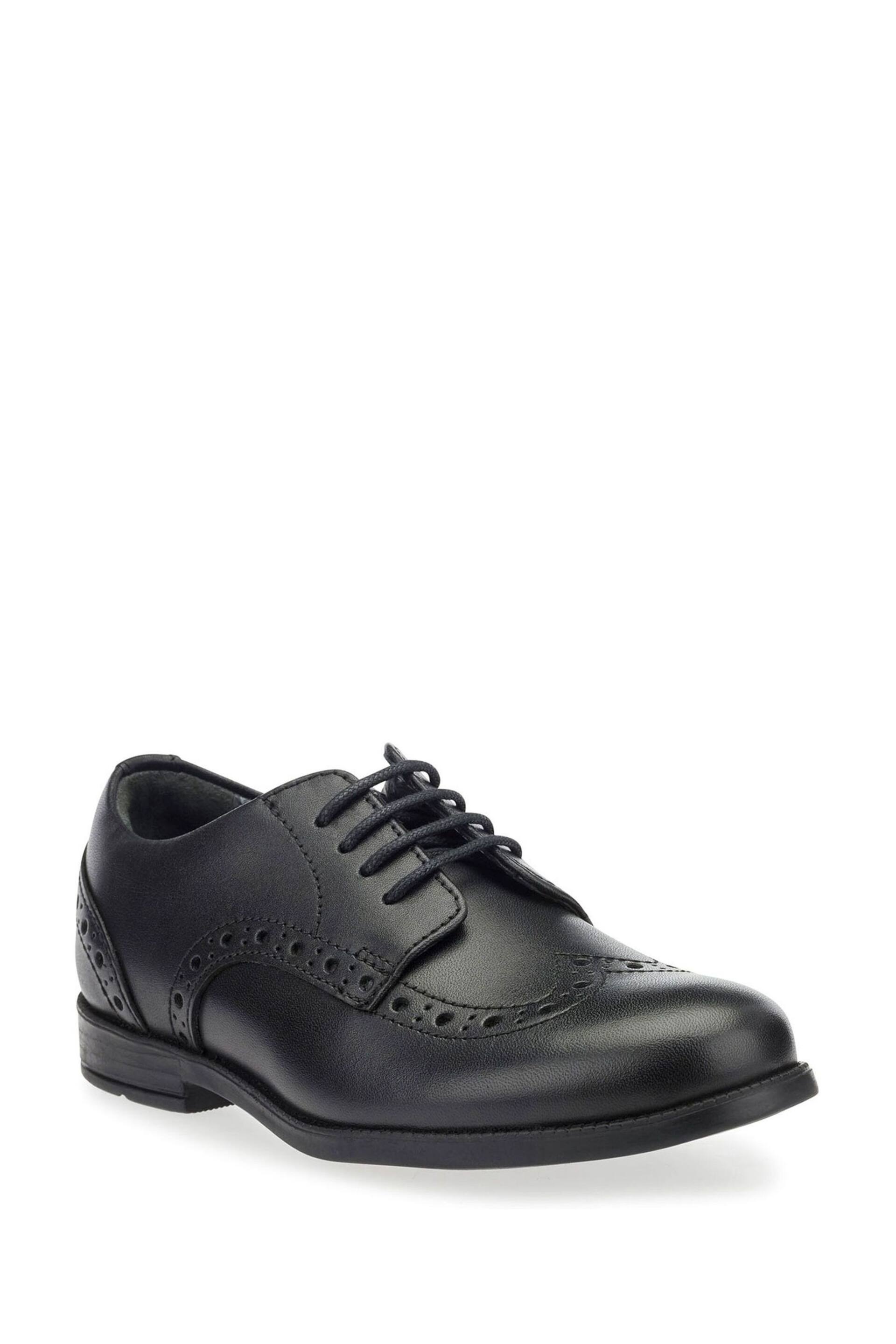 Start-Rite Brogue Snr Black Vegan Smart School Shoes F Fit - Image 2 of 6