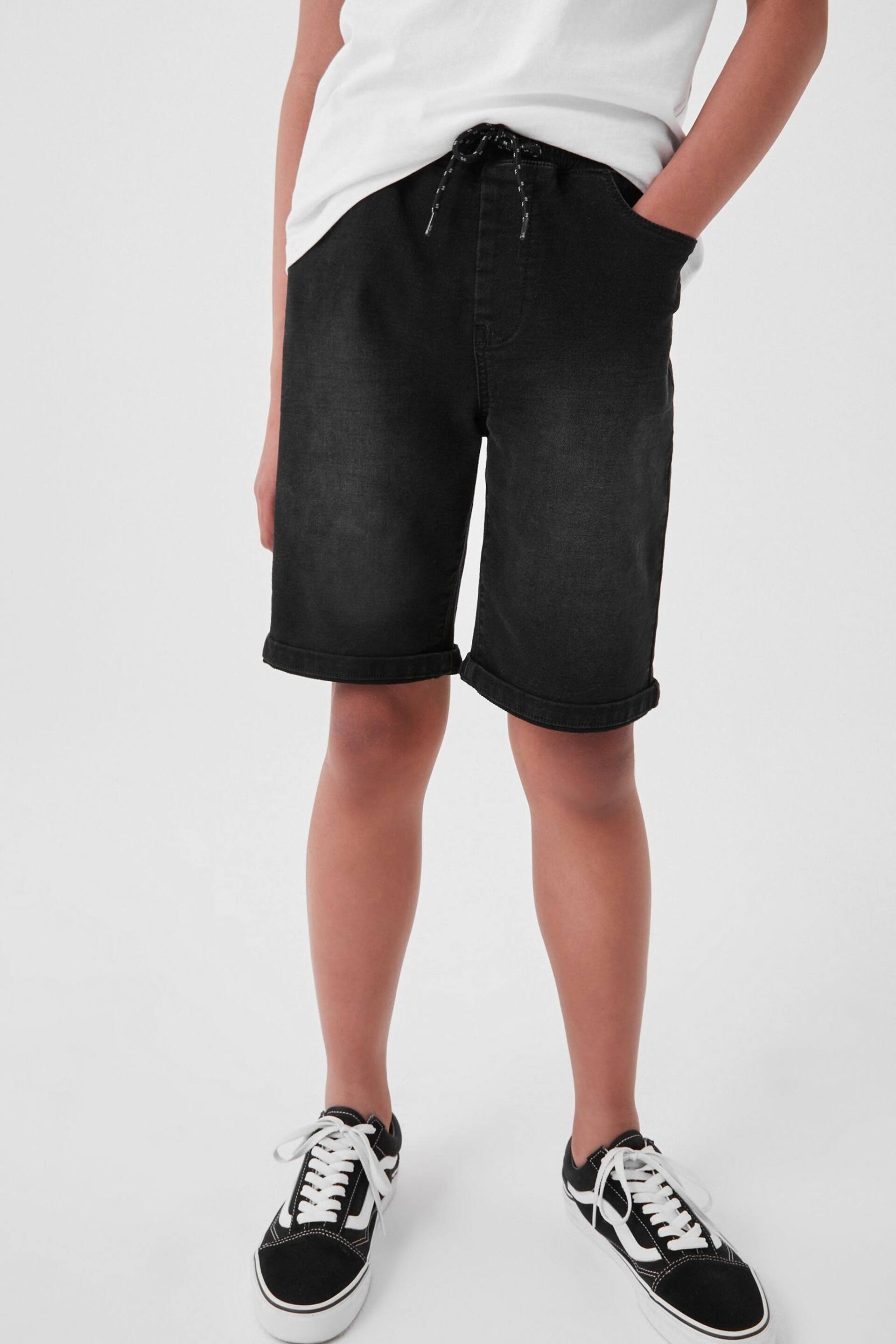Black Jersey Denim Shorts (3-16yrs) - Image 2 of 8
