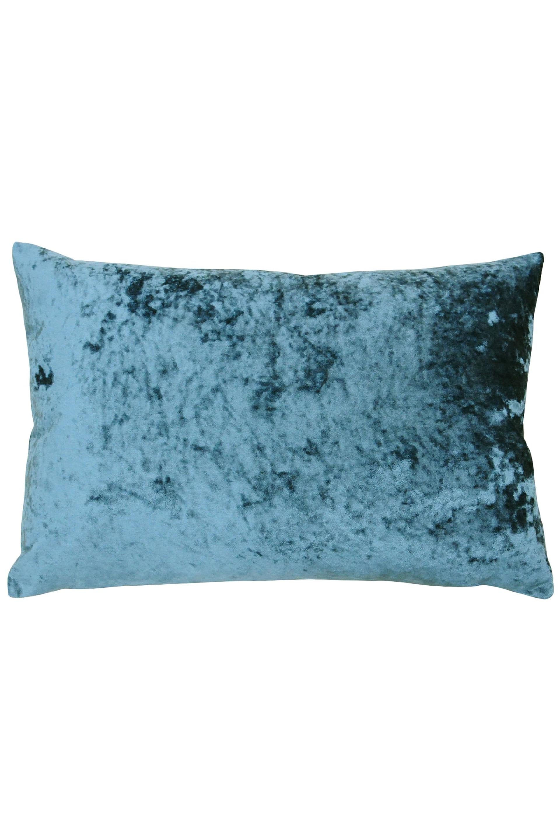 Riva Paoletti Teal Blue Verona Crushed Velvet Rectangular Polyester Filled Cushion - Image 1 of 2